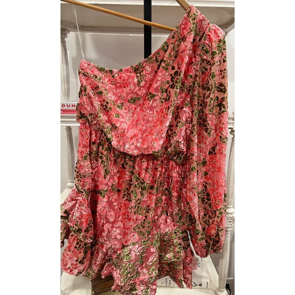 HEMANT & NANDITA Pink One-Shoulder Floral Mini Dress - Picture 5 of 5